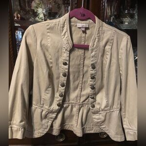 Roz & Ali Cream Blazer with Peplum Flare